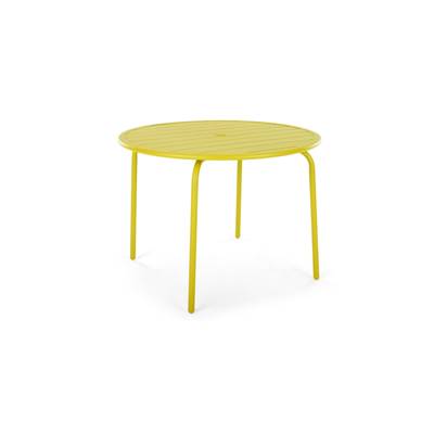 Tice table de jardin ronde en métal jaune chartreuse