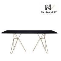 Argo table  manger en chne massif noir et dor