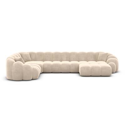 Dolban canapé panoramique angle droit en velours crème