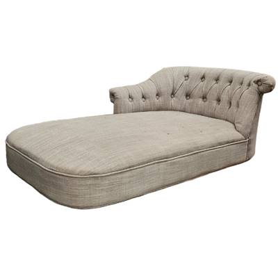 Méridienne gauche bouji en tissu gris/beige chiné