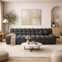 Boon canapé 5 places en tissu texturé gris anthracite