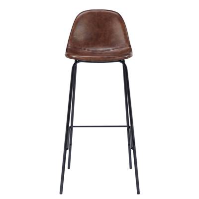 Vladi chaise de bar vintage en cuir synthétique marron H75