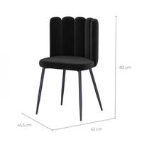 Lisboa chaise en velours noir et métal noir