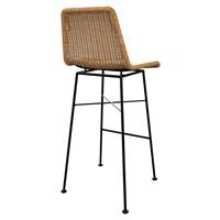 Cassita chaise de bar en résine tressée marron H76