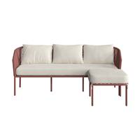 Pardis canapé d'angle d'extérieur 3 places en corde et métal terracotta beige