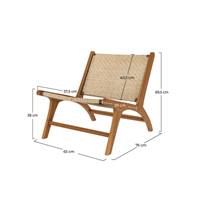 Ilios petit fauteuil en bois de teck et tressage chevron en rotin