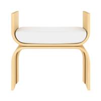 Musette petit tabouret en rotin et coussin blanc