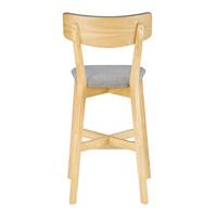 Nolite chaise de bar mi-hauteur en tissu gris et pieds en bois clair H68