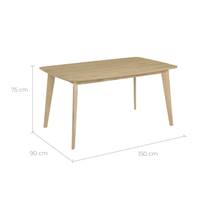 Erren table à manger rectangulaire en bois clair 6 personnes