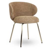 Grolette chaise en tweed jaune sable et pieds laitonnés