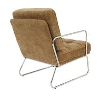 Klav fauteuil en tissu texturé camel capitonné tube acier chromé