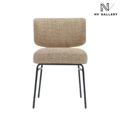 Lisea chaise en tissu tweed jaune moucheté et métal noir