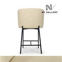 Gilo tabouret de bar en tissu bouclé blanc et métal noir H65