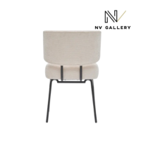 Lisea chaise en tissu tweed crème et métal noir