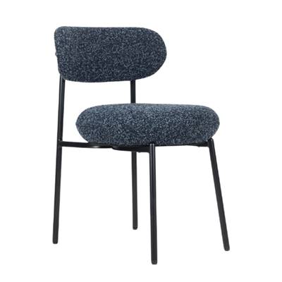 Vanilla chaise en tissu bleu crépuscule et métal noir
