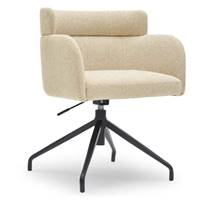 Baita chaise de bureau rotative en tissu tweedé beige sable et métal noir