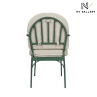 Nolita chaise de jardin avec accoudoirs tissu beige bouclé metal vert
