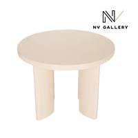 Gisele table à manger ronde 4 personnes bois peint beige glossy