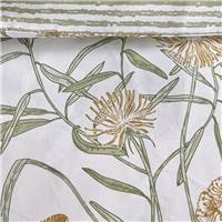 Sunshine parure de lit 220x240 blanche coton imprimé fleuris vert 0.8