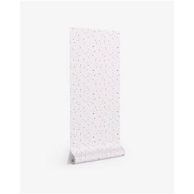 Papier peint blanc avec motif terrazzo terracotta et rose