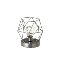 Cage lampe de chevet en métal argenté ajouré