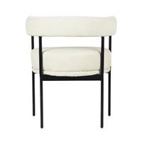 Borry chaise avec accoudoirs en tissu blanc crêpé et métal noir