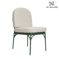 Nolita chaise de jardin sans accoudoirs tissu beige bouclé metal vert