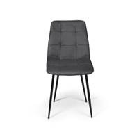 Milla lot de 4 chaises en velours effet matelassé gris, rose, crème