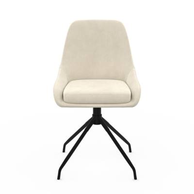 Elena chaise pivotante en velours crème et métal noir