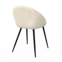 Agnes chaise arrondie en velours crème et métal noir