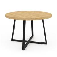 Fireli table à manger ronde extensible 120-160 bois et noir