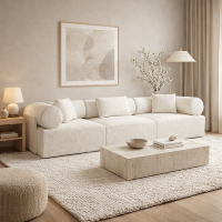 Anicipri canap� 3 places tissu boucl� blanc