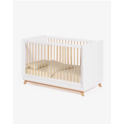 Mundo lit bébé évolutif en bois de hêtre finition blanche