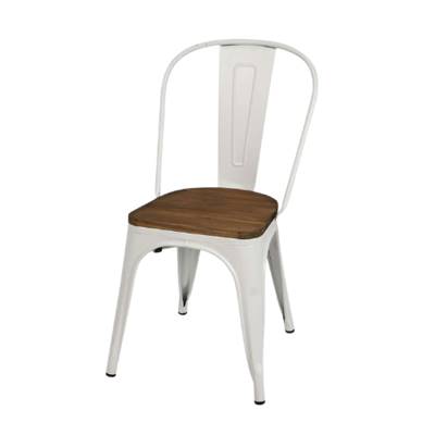 Liv chaise indus blanche métal et bois