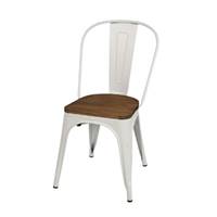 Liv chaise indus blanche m�tal et bois