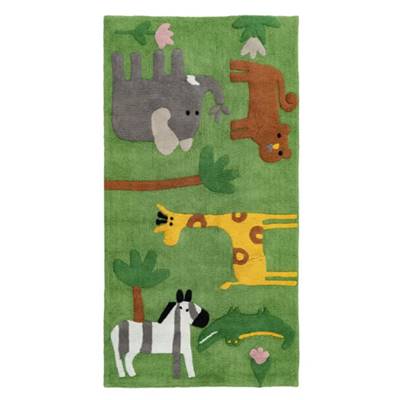 Suivre long tapis vert en coton motif animaux