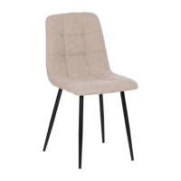 Nancy chaise matelassée beige en tissu grosse maille pieds métal