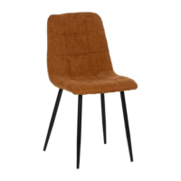 Nancy chaise matelassée marron orange en tissu grosse maille pieds métal