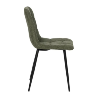 Nancy chaise matelassée vert en tissu grosse maille pieds métal