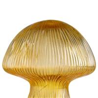 Petite lampe de table champignon jaune en verre avec pile et led H20