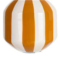 Zebri petit vase blanc à rayures moutardes H20cm