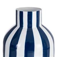 Zebri petit vase blanc à rayures bleues H24cm