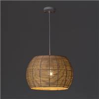 Buri suspension arrondie métal et osier naturel foncé H23