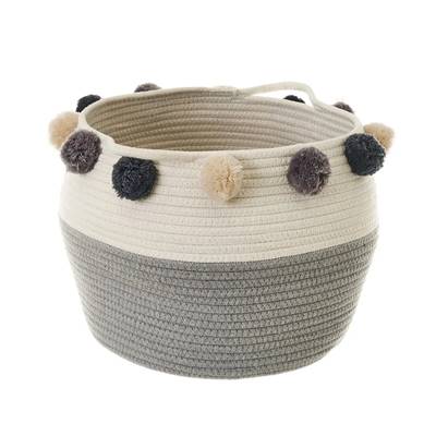 Bal panier en corde blanc gris