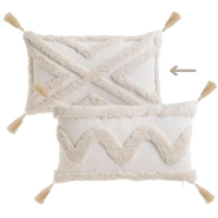 Bali Coussin en polycoton croix écru 50x30cm