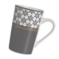 Dinera ensemble de 4 tasses en céramique grise et fleur
