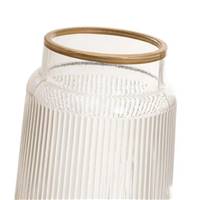 Bouteilla vase en verre transparent et laiton