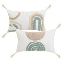 Arches coussin en polycoton motifs blanc/vert/beige 50x30cm