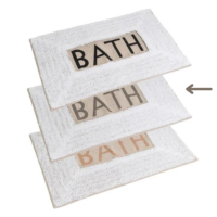 Ashkana Tapis de bain imprimé "BATH" blanc et gris 60x40cm