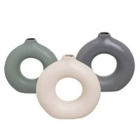 Cubista vase en céramique rond beige